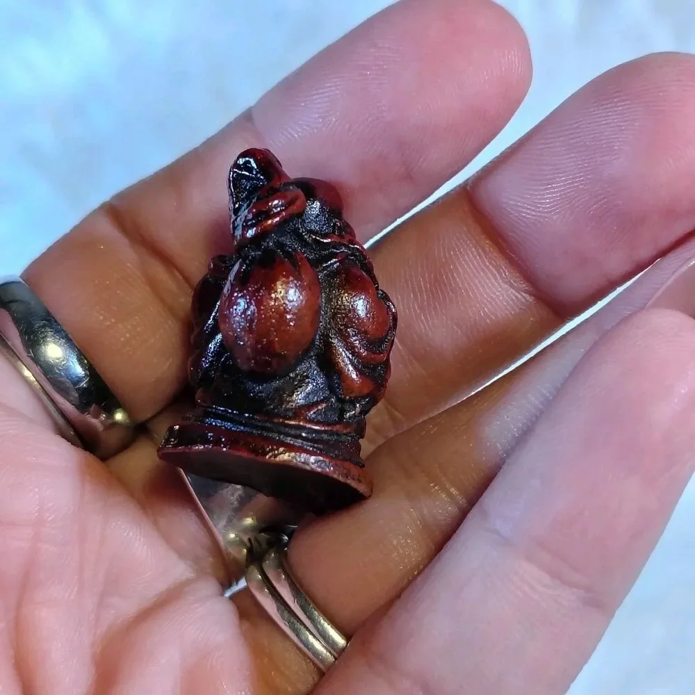 Miniature Buddha Laughing Dark Red Good Luck/B1